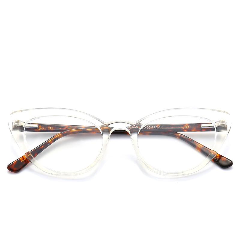TR90 Cat Eye Glasses for Women Optical Flat Lens Anti Blue Light Glasses Elastic Mirror Legs New Fashion Glasses