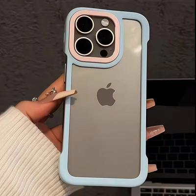 Luxury Transparent Candy Color Frameless Phone Case For iPhone 16 15 14 13 Pro Max Matte Hit Color Lens Shockproof Cover