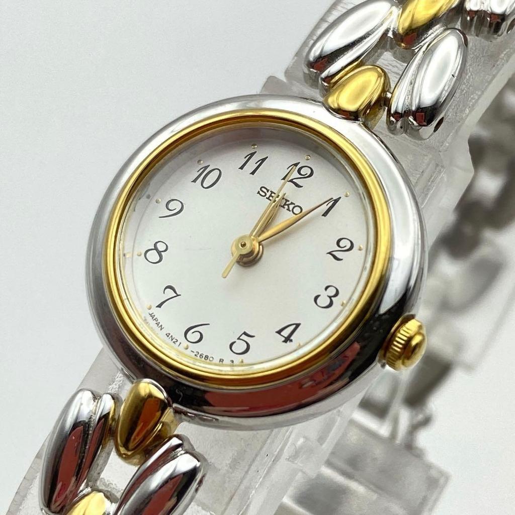 Used New battery Seiko two-tone 4N21-0740 bracelet watch