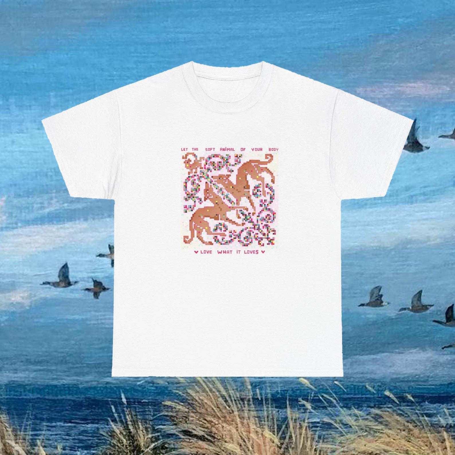 mary oliver wild geese poem quote crosstitch pattern design | Unisex Heavy Cotton Tee S