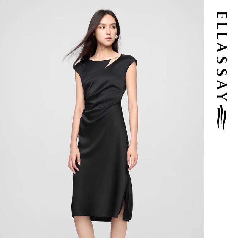 ELLASSAY Elegant Triacetate Waist-Cinching Midi Dress