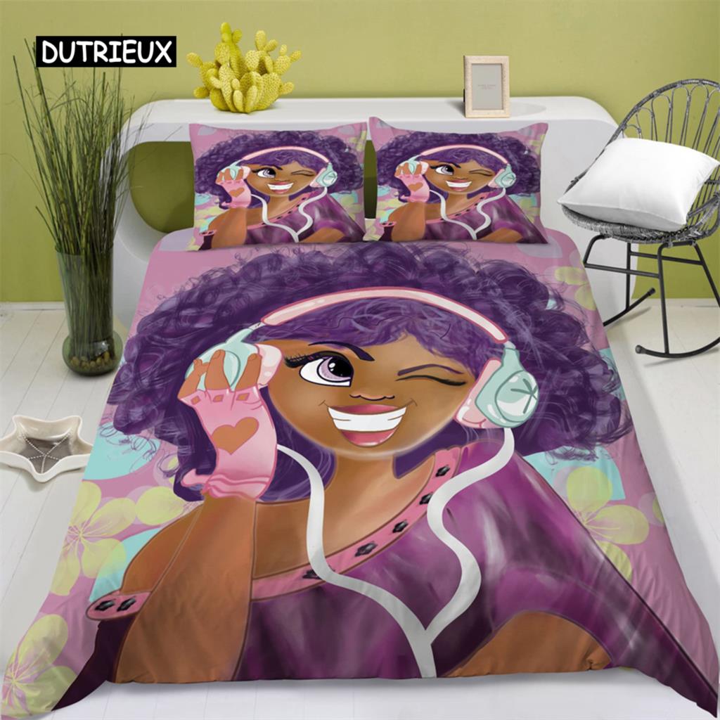 African American Black Lovers Duvet Cover Black Couple Soft Bedding Collection ValentineS Day Comforter Cover Collection Bedroom Decoration