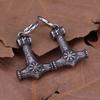 Vintage Vikings Stainless Steel Helmet of Awe Drop Earrings Plated Black Crack Pattern Rune Amulet Dangle Earring Jewelry