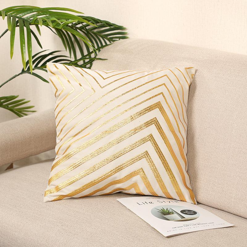 Li Velvet Bronzing Sofa Living Room Pillowcase Ins Style Nordic Car Waist Pillowcase Geometric Pattern