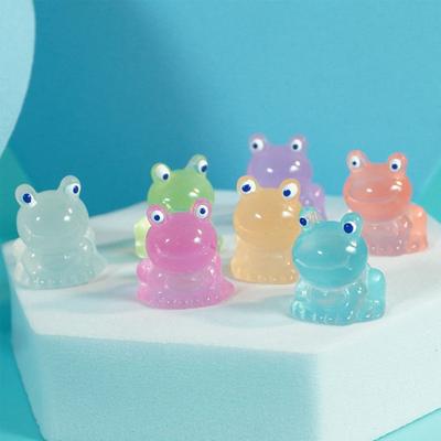 20 Adet Küçük Kurbağa Reçine Heykelcik Sevimli Karanlıkta Glow Kurbağa Masaüstü Dekorasyon Aydınlık Hayvan Heykeli Heykel Minyatür Peri Bahçe Süsleme