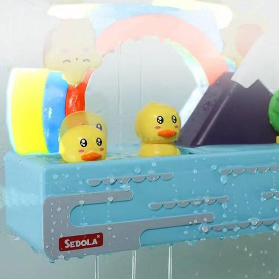 Playmax Children's LED Rainbow Duck Village Bath Toy, Korean Bath Toys