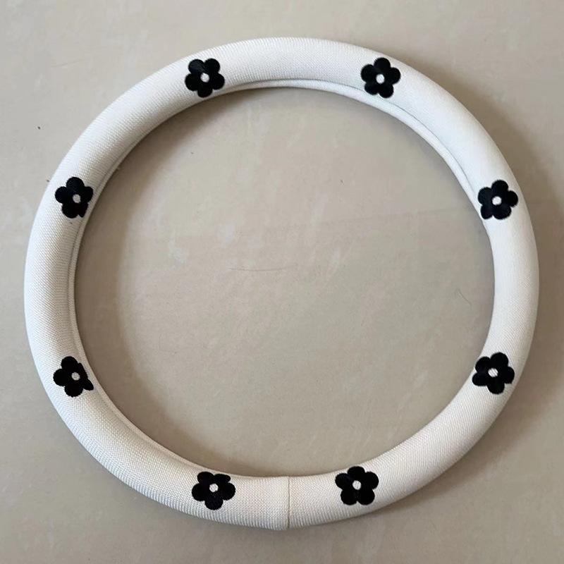 

Four Seasons Breathable Handlebar Cover - Car Steering Wheel Flower Cartoon Decoration, Summer Anti-slip Absorbent Cover