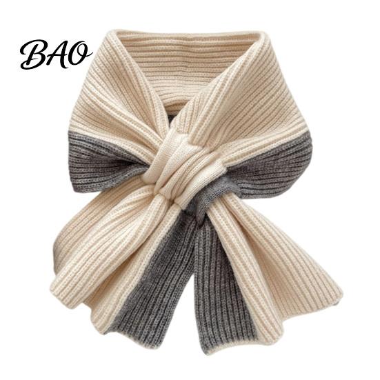 Comfortable Neck Wrap for Home Office Knitted Warmer Scarf Women, Winter Cold Weather Windproof Gaiter, Cross Interleaved Buckle Contrast Color Shawl