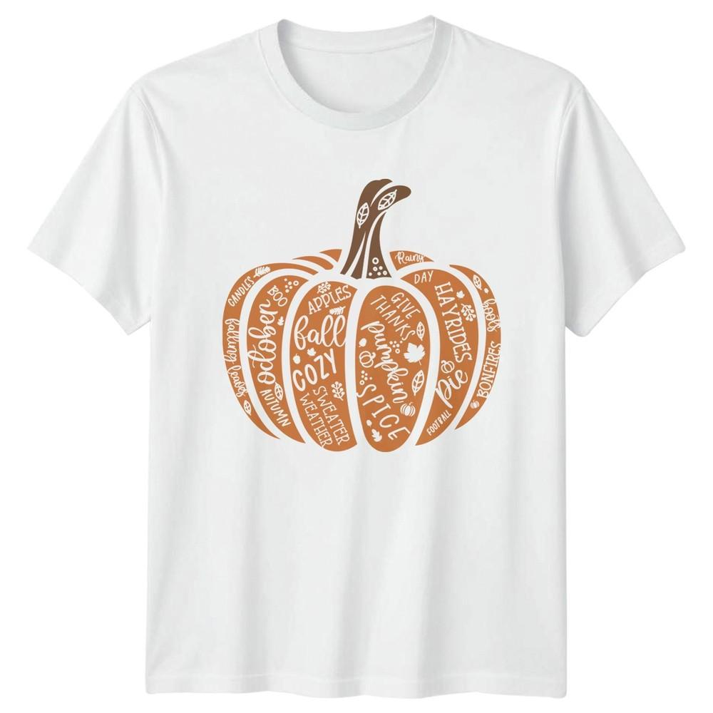 Fall Pumpkin Word Art October Autumn Holidays Unisexs TShirt Unisexs Tee S