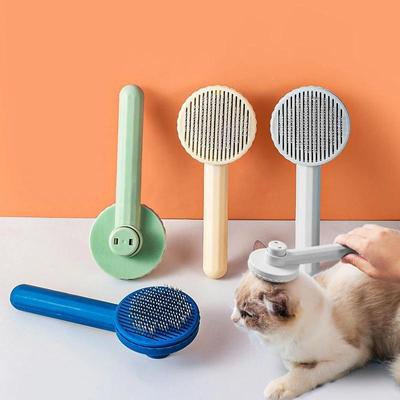 Pettine per depilazione animali domestici Macaron Pettine per pulizia gatti Pettine rotondo per cani Gatti Pettine ad aghi in acciaio inossidabile Massaggio Spazzola per capelli galleggiante pulita