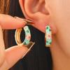Vintage New Trend Colorful Enamel Flowers Cute Huggies Hoop Earrings for Women Boho Unique Round Ear Buckle Fashion Jewelry Gift