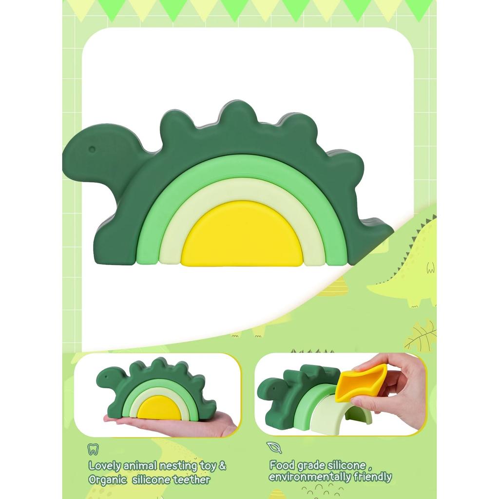 Babyspielzeug Silikonbaustein Silikonbeißring Rakete Weicher Block Lernspielzeug Montessori-Spielzeug Stapelbausteine