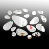 18pcs Acrylic Wall Mirror Sticker Silver Multi-size Decorative Mirror Sheet Cobblestone Self-adhesive Wall Reflective Ornament