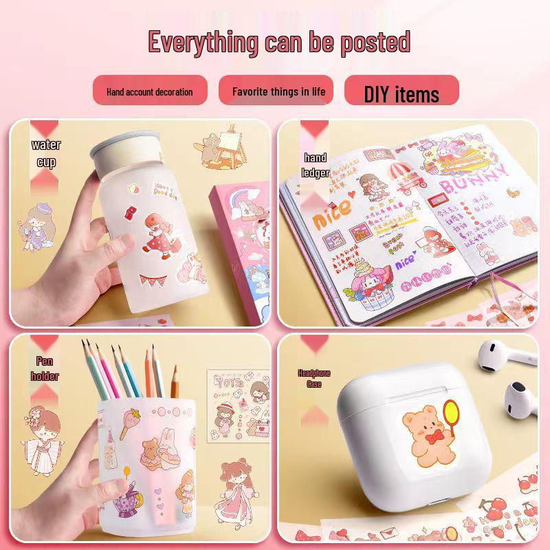200 Unique Cartoon Cute Journal Stickers - Sheets For Girlish Heart DIY Decoration