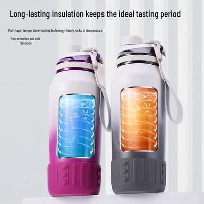 316 Stainless Steel Insulated Women's Sports Water Bottle, Large Capacity, Portable with Carry Rope for Outdoor Activities