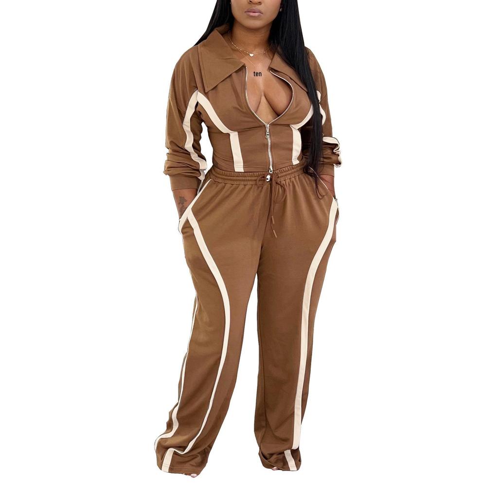 AL335 Women's Autumn/Winter Sports Suit: Cotton Jacket & Sweatpants Two-Piece Set