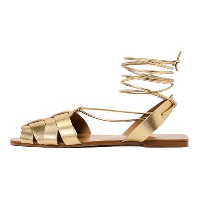 Fashion Flat Cage Sandals Women Sandals Gold 12507310091