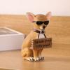 Chihuahua Dog Statue Figurine 10.5cm Hand-Painted Realistic Cute Resin Animal Sculpture Home Desk Shelf Decor Gift for Pet Lover