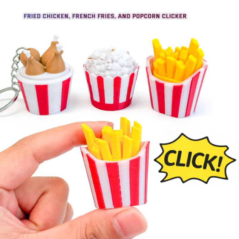 Food Shaped Keyboard Button Clicker Keychain Stress Relief Fidget Keyring Anxiety Relief Gift