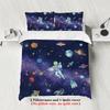 3-Piece Starry Sky Space Planet Astronaut Pattern Print (1 Duvet Cover+2 Pillowcases No Core) Comfortable Bedding Set