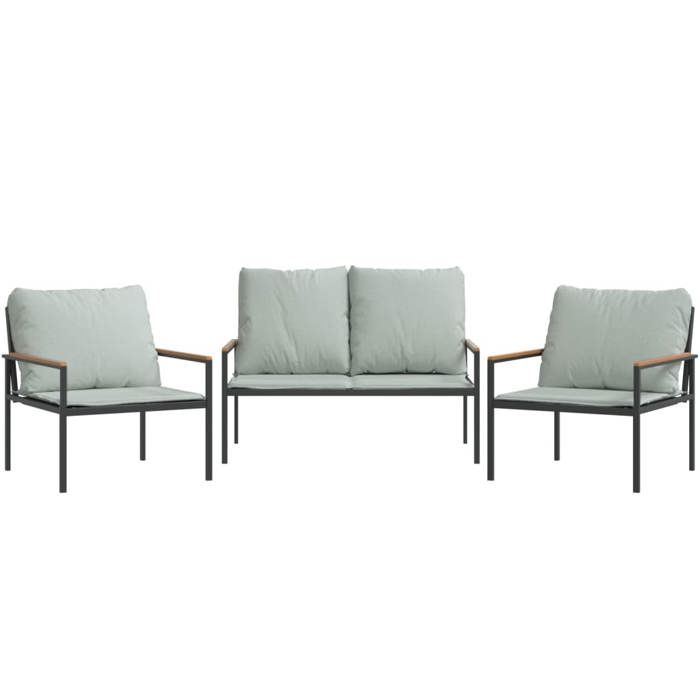 VidaXL Garden Lounge Set with Cushions 3 Pcs Anthracite Steel, Lounge Set, Outdoor Lounge Set, Set of 364110