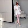 Women's Spring/summer 2025 New Fashion Printing Loose Suit Collar Lace-up Waist Suit Jacket