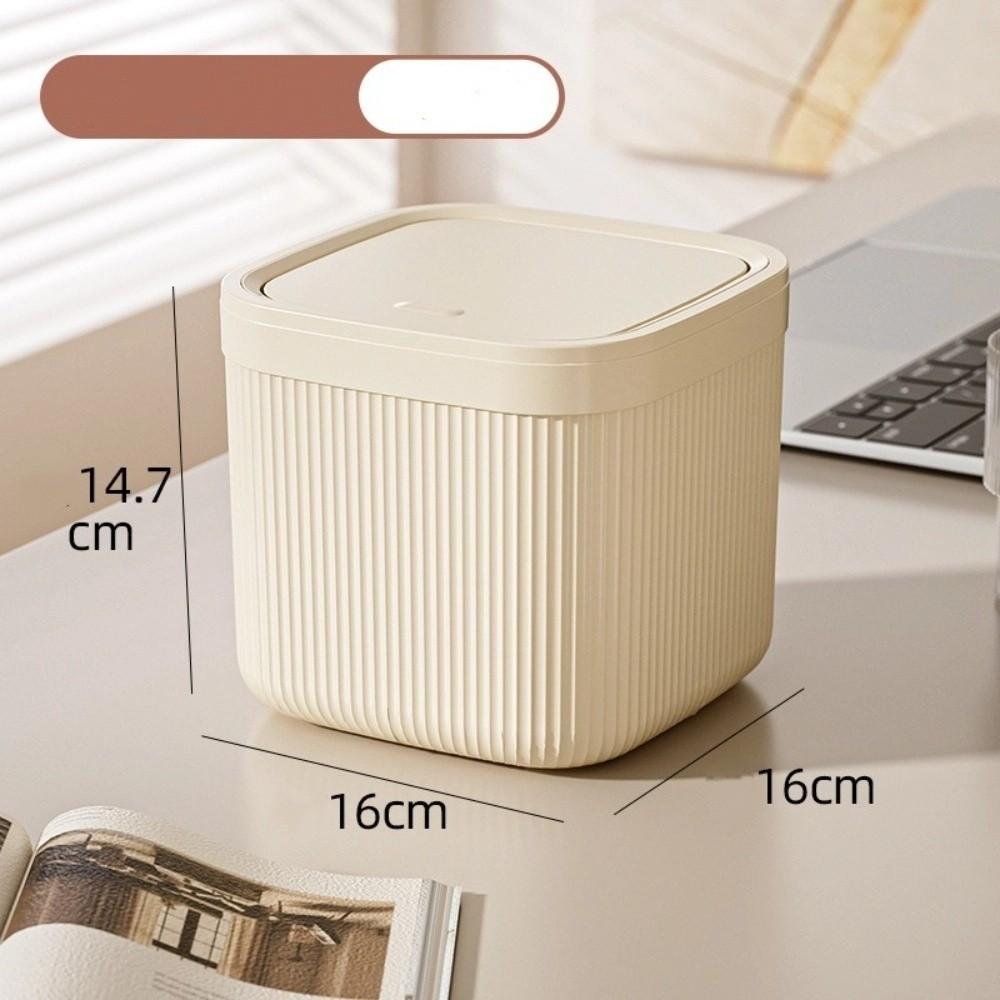 Press Type Mini Trash Can Quiet Close Desk Storage Box Durable Desktop Bin  Home