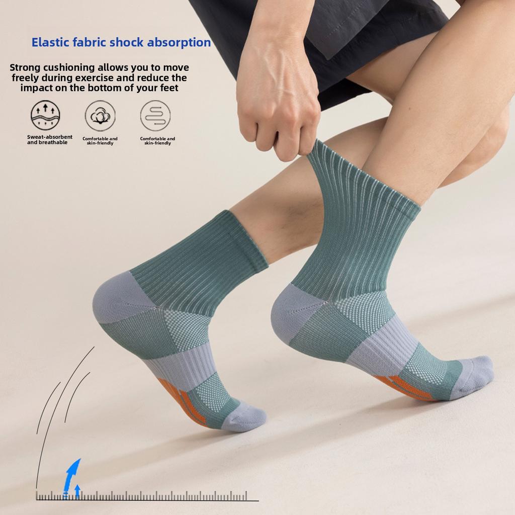Sports Socks, Men's Long Stockings, Thick Towel Bottom, Anti-odor, Anti-slip, Wear-resistant, Professional Basketball and Running Long Socks