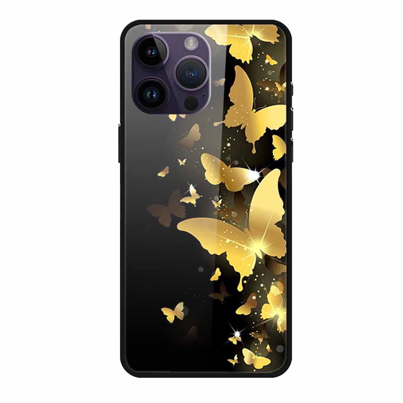 Glass Back Cover For iphone 16 Pro Max Phone Case 16Pro Max Hard Tempered Glass Case For iphone 15 Pro Max Case Soft TPU Bumper