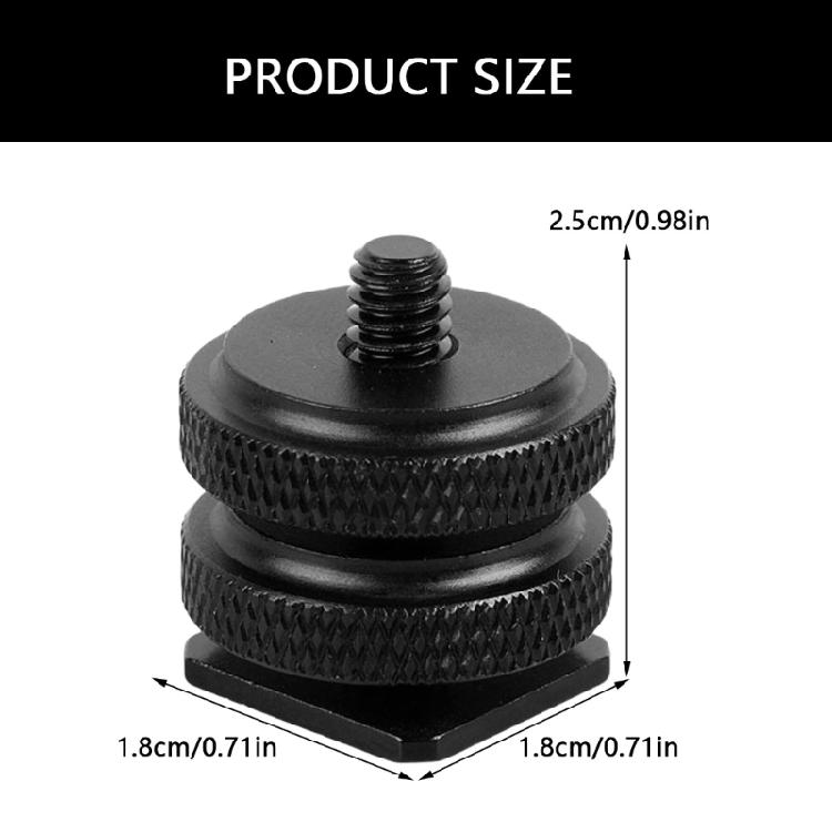Portable Double Layer 1/4 Double Conversion Screw to Hot Shoe Converters for Secure Flash and LED Light