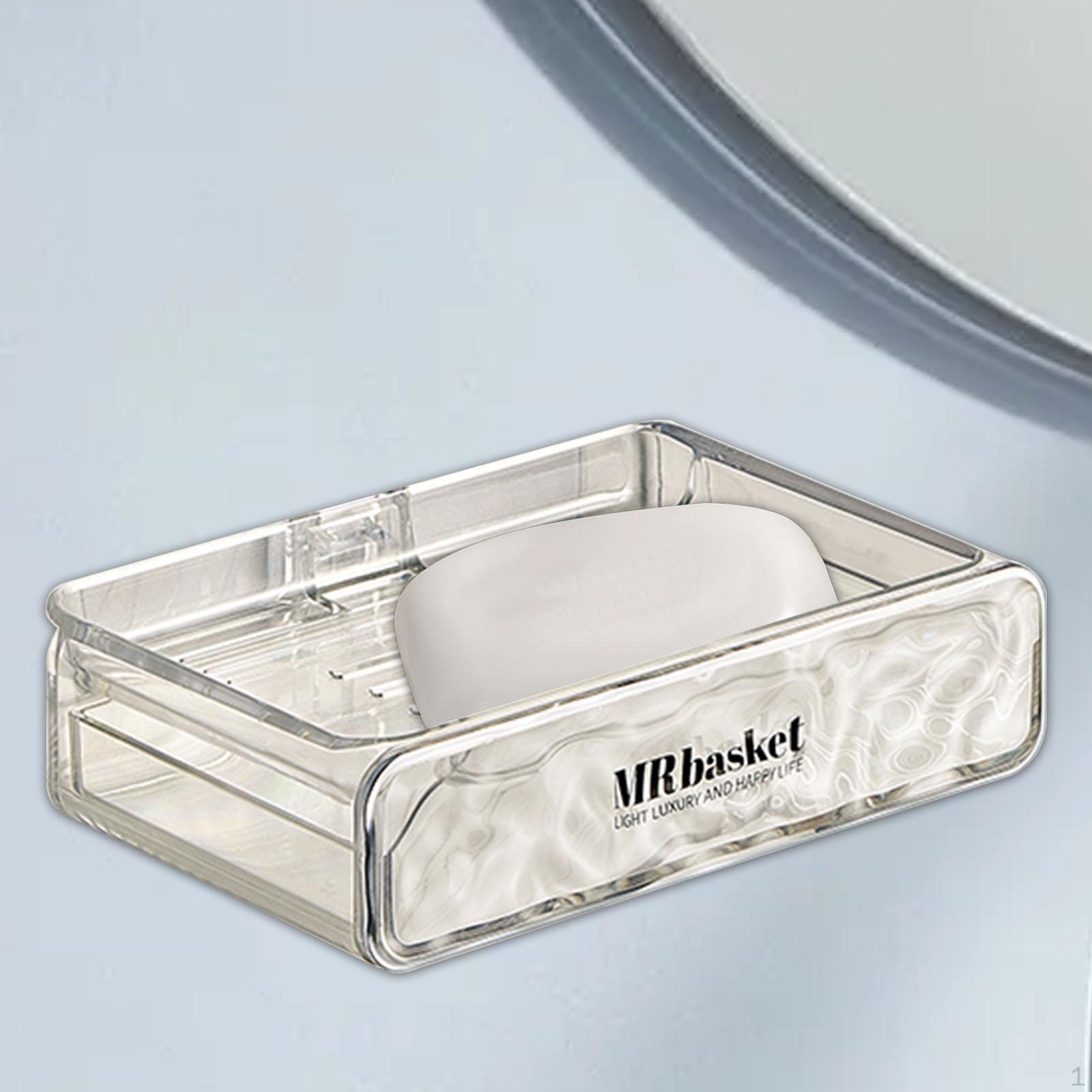 

Bathroom Soap Dish Accessories Box Sink Sponge Organizer Self Draining Wall Single Layer