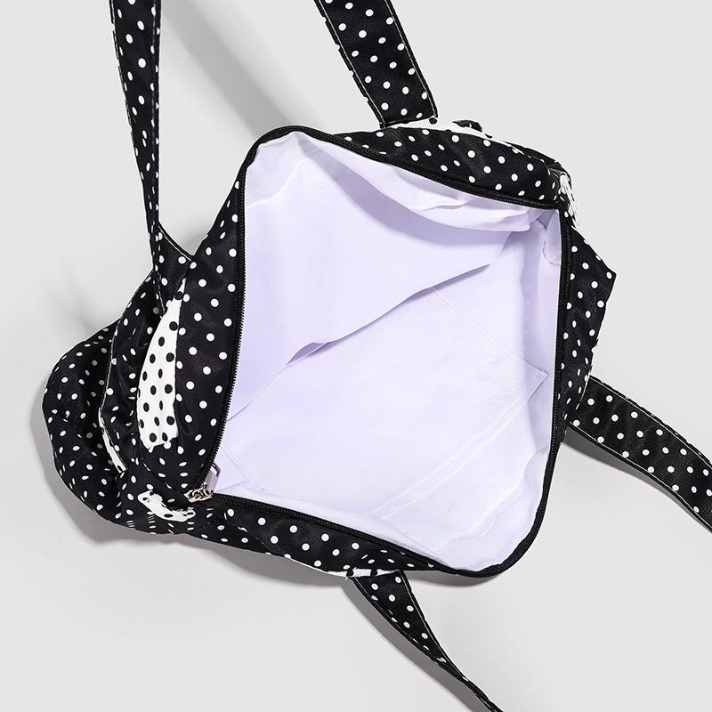 Retro polka dot love commuter canvas bag large capacity contrasting color tote bag versatile portable underarm shoulder bag women