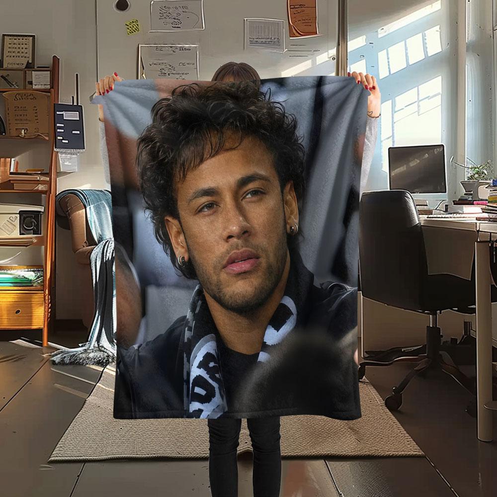 1PC Neymar Patterned Flannel Blanket Suitable For All Seasons for Home Decor Warmth and Comfort Gifts Holiday Present