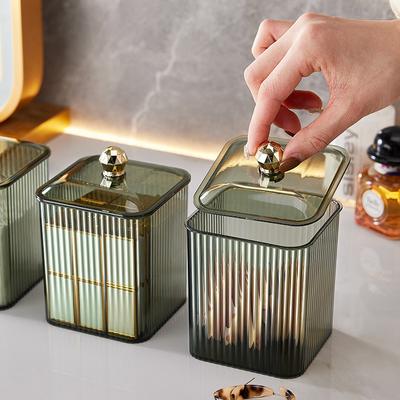 Transparent Cotton Buds Toothpick Storage Box Desktop Dust-Proof Makeup Removal Cotton Lipstick Cosmetics Storage Organization