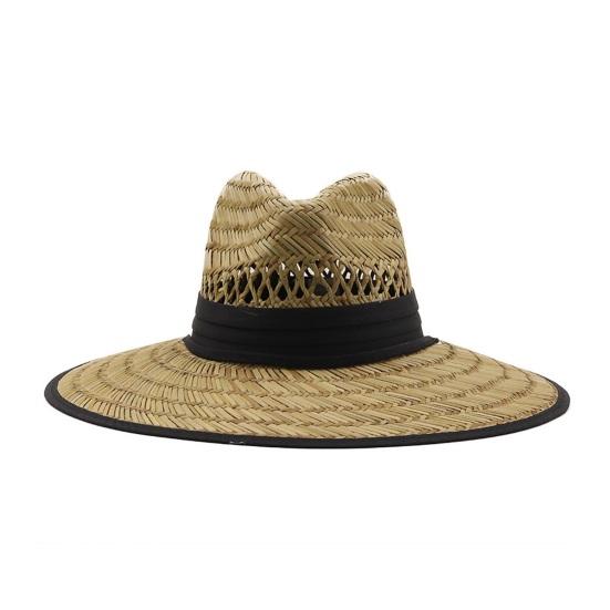 Outdoor Sun Hat Breathable Large Brim Straw Hat Hollow Design A