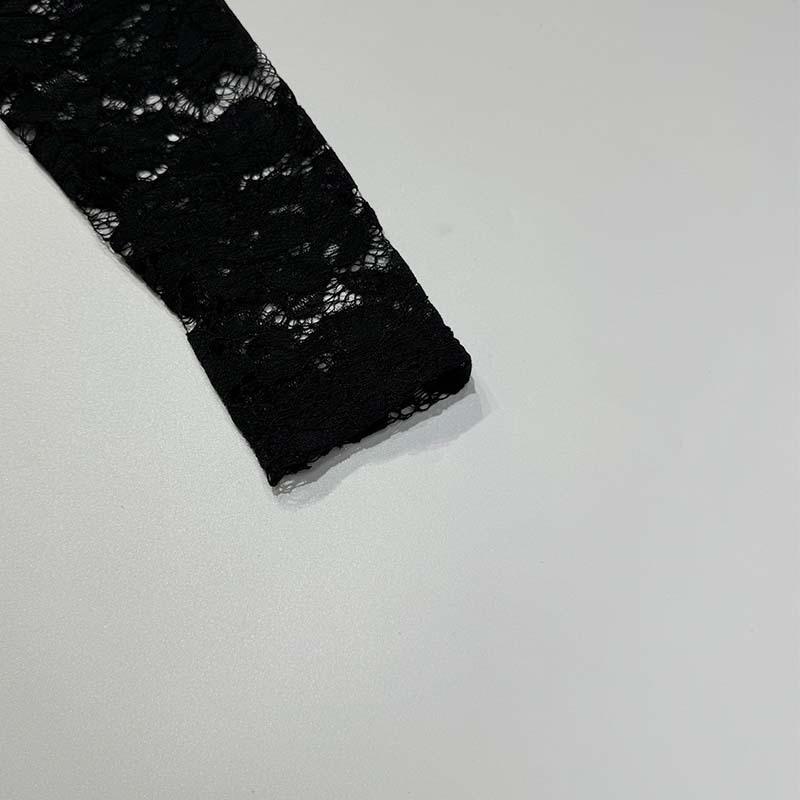 Tooxika Black Lace Slim See-through Long Sleeve New Spring And Autumn Fashion Tops
