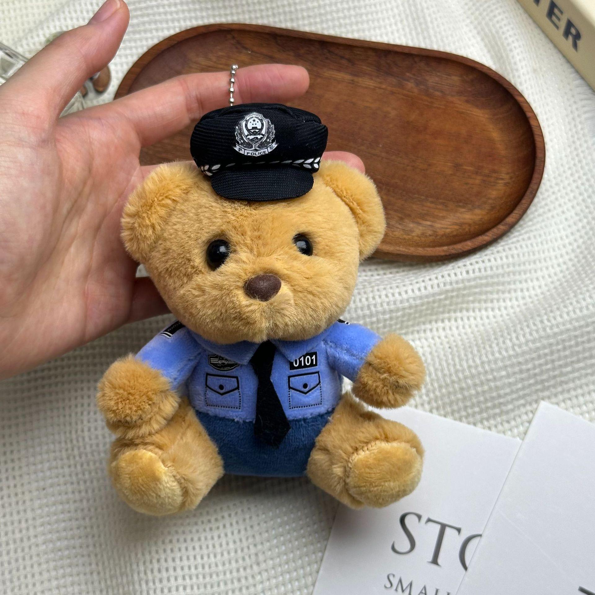 Adorable Police Bear Keychain Plush Toy 13 cm