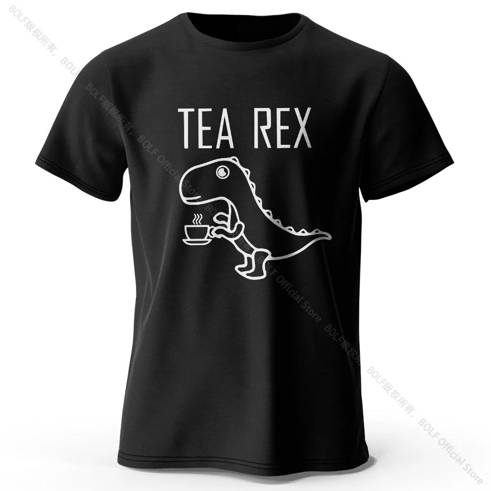 TeaRex Dinosaur Printed 100 Cotton TShirt Soft Breathable Round Neck Short Sleeve Tee Unisex Fun Quirky Style