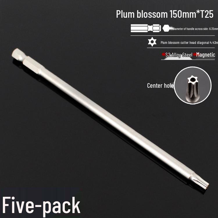 Plum Blossom S2 Magnetic Hex Screwdriver Set - 6.35mm Pneumatic Drill Bit Set
