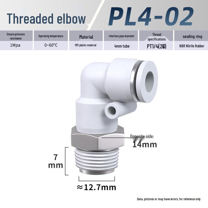 Zhuoji Pneumatic Quick Connect Elbow Fitting PL8-02/4-M5/6-01/10-03/1