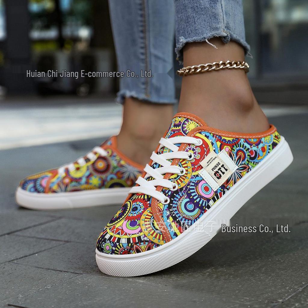 Spot Canvas Slip-On Spring White Flat Shoes