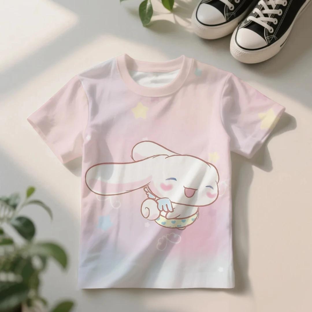 

Summer Girls Casual T-Shirt Cute Cinnamoroll Short Sleeve Lightweight, Breathable, Comfortable Top 100