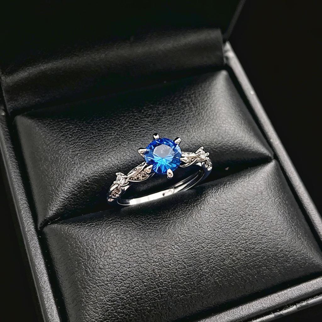 Handicraft Diamond Six-Claw Ring Niche Design Nurture Emerald Sapphire Ring