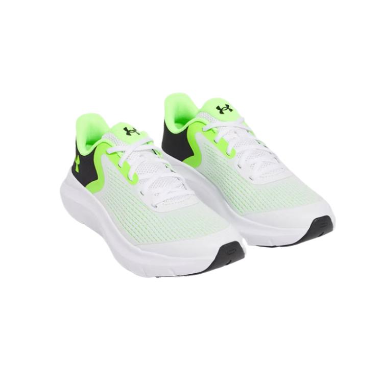Under Armour Rogue 5 GS White Black Hyper Green Kids Sneakers 3028269-100