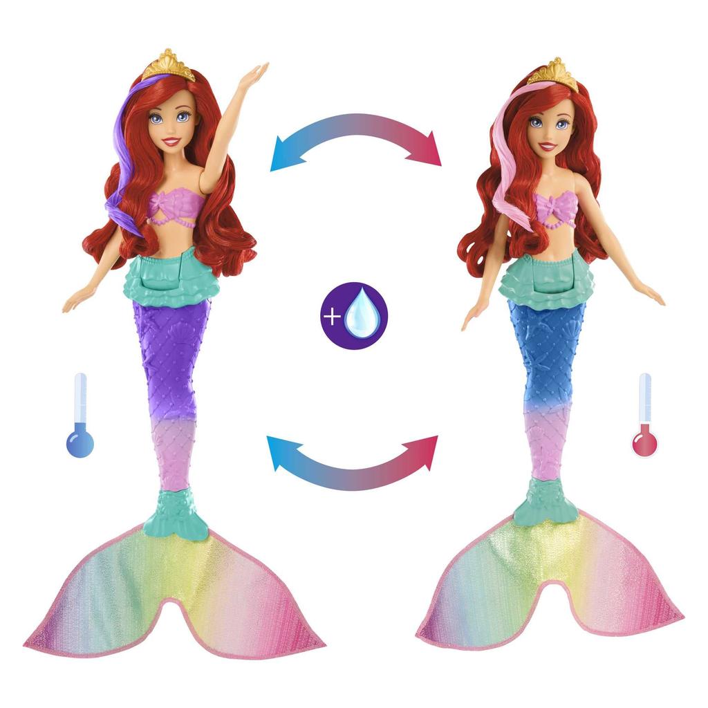 MATTEL Princess Ariel pohyb a Mořská panna let a HPD43 Disney/Disney Pojďme si hrát! [Panenka / Panenka] [Pohyblivý ocas] [Převlékací panenka] [3 více]