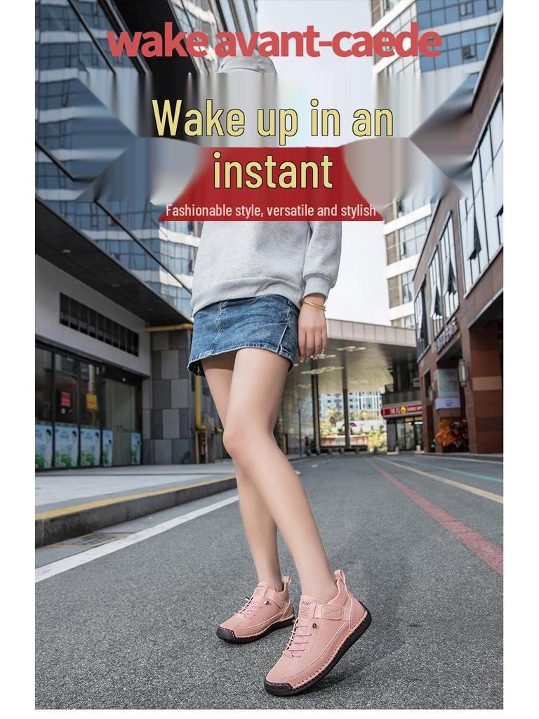 Hand-Stitched Women's Soft Sole Flat Shoes for Autumn/Winter