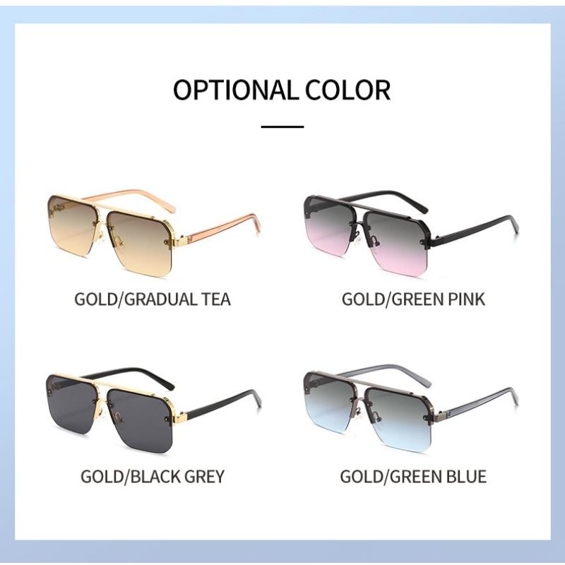 Men's sunglasses, new square metal sunglasses, women's sunscreen half-frame sunglasses.