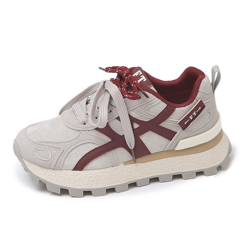 Thick-soled little dad shoes women's 2025 autumn new light luxury explosion casual fashion heightening sports little white shoes