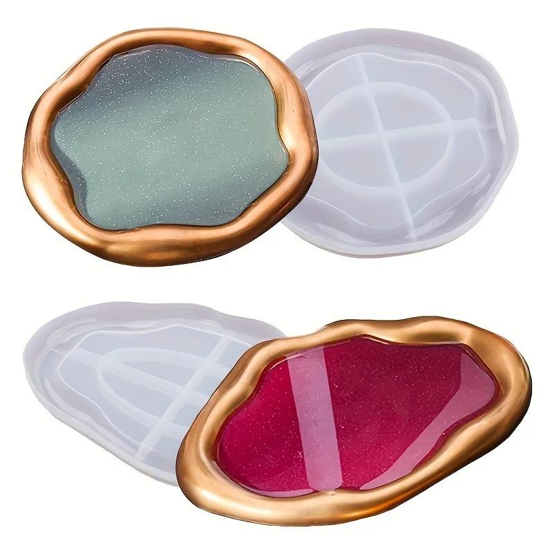 Große Tablettformen mit Rand Oval Rund Silikonformen für Epoxidharz Wolkenförmige Schmuckschale Schale für Schmuck Wegform Squishy