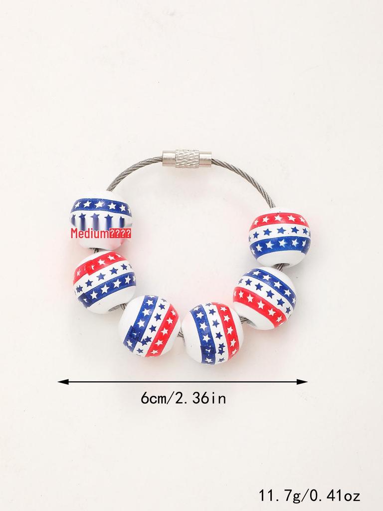 Independence Day & Halloween Sports Style Wooden Bead Keychain Bracelet